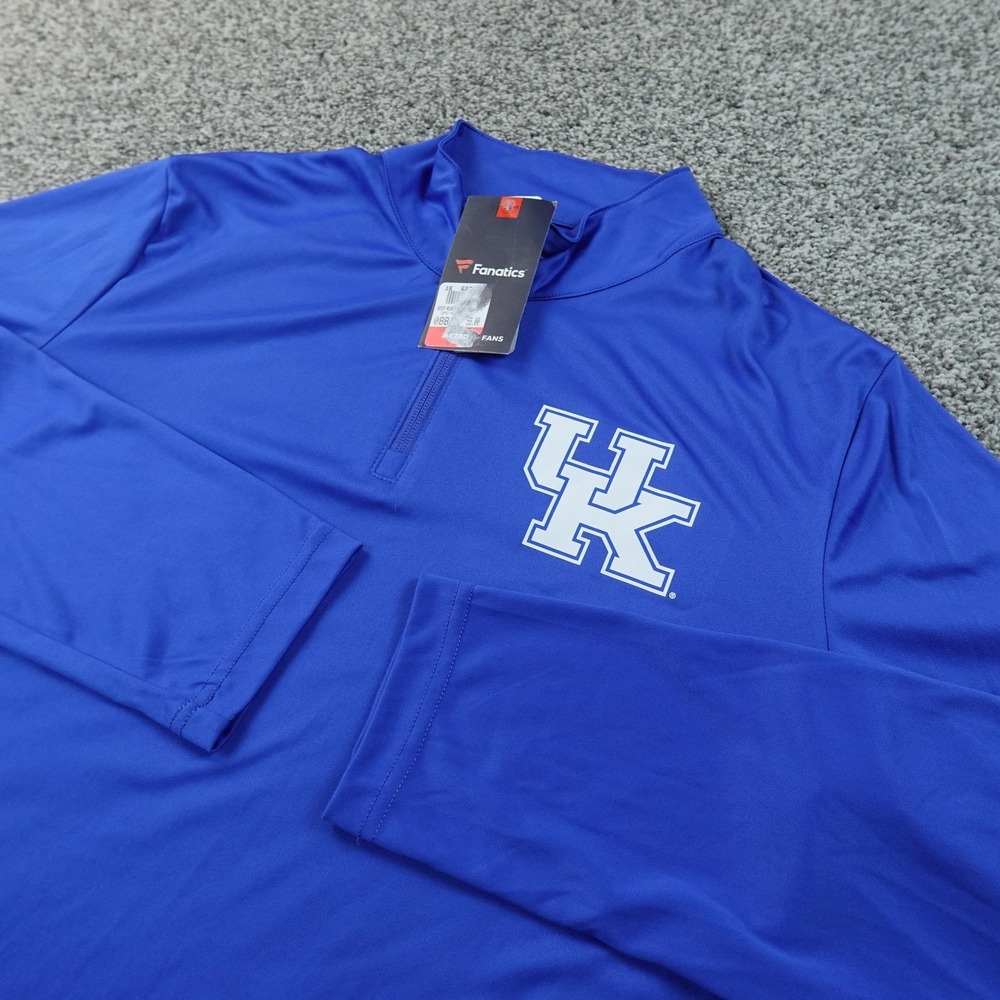 NEW Kentucky Wildcats‎ Pullover Mens M Blue NCAA Basketball Fanatics 1/4 Zip Top